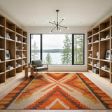 Orange Zigzag Southwestern Area Rug