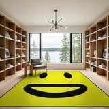 Yellow Yellow Smiley Face Cartoon Area Rug