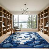 Blue White Chinese Pine Garden Area Rug