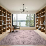 Pink Butterfly Crescent Moon Floral Rug