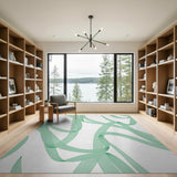 Mint Green Flowing Wave Abstract Area Rug