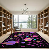 Multi-color and Patterns Vibrant Cosmic Planets Kids Area Rug