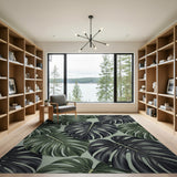 Green Monstera Leaf Green Area Rug