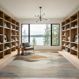 Abstract Layered Wave Brown Tan Area Rug