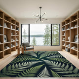 Lush Fern Fronds Green Area Rug