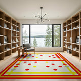 Red Yellow Go Board Geometric Area Rug