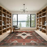 Southwestern Red Star Geometric Area Rug