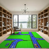 Kids Cartoon Road Map Area Rug