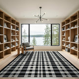 Black White Buffalo Check Plaid Area Rug