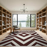 Maroon Geometric Maze Area Rug