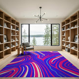 Swirling Blue Pink Abstract Area Rug