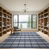 Geometric Modern Navy Grid Geometric Area Rug