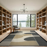 Abstract Curved Neutral Area Rug
