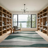 Abstract Green Wave Landscape Area Rug