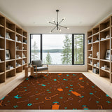 Whimsical Doodle Keys and Tools Area Rug