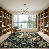 Ivory Peony Bouquet Area Rug