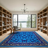 Blue and Teal Ornate Blue Persian Floral Area Rug