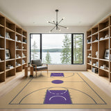 Purple Basketball Court Geometric Area Rug