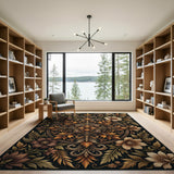 Ornate Brown Floral Mandala Area Rug
