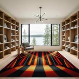 Dramatic Red Black Theater Stage Area Rug
