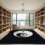 Yin Yang Pixel Art Area Rug Black White