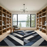 Blue and Teal Modern Geometric Blue Grey Area Rug