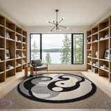 Yin-Yang Tribal Border Tufted Rug