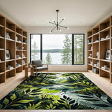 Lush Forest Stream Watercolor Area Rug