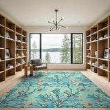 Floral Vintage Blue Teal Floral Vintage Area Rug