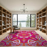Multi-color and Patterns Vibrant Pink Mandala Boho Area Rug