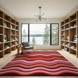 Multi-color and Patterns Vibrant Wavy Pink Orange Abstract Area Rug