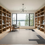 Beige and Neutral Modern Grey Block Geometric Area Rug