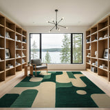 Bold Green Curved Geometric Area Rug