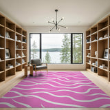 Vibrant Pink Wavy Lines Area Rug