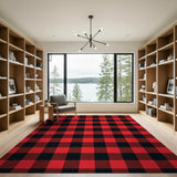 Red Rustic Red Black Buffalo Plaid Area Rug