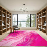 Vivid Pink Marble Swirl Area Rug