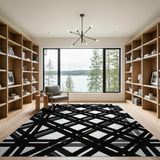 Black and White Bold Black White Grid Lattice Area Rug