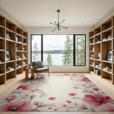 Elegant Pink Floral Border Area Rug