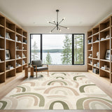 Beige Neutral Arch Abstract Area Rug