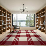 Red Plaid Checkered Rustic Farmhouse Area Rug
