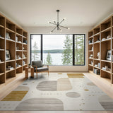 Beige and Neutral Geometric Modern Neutral Geometric Abstract Area Rug