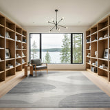 Modern Grey Abstract Oval Area Rug