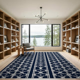 Geometric Modern Navy Geometric Trellis Area Rug