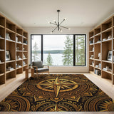 Golden Compass Mandala Area Rug