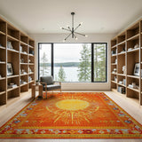 Vibrant Sunburst Orange Southwestern Rug