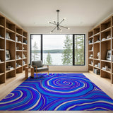 Swirling Blue Agate Abstract Area Rug