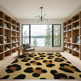 Multi-color and Patterns Tan Leopard Print Boho Area Rug