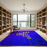Geometric Modern Purple Neon Circuit Geometric Area Rug