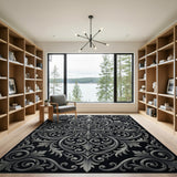 Floral Vintage Ornate Baroque Grey Area Rug
