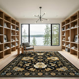 Luxe Black Gold Floral Persian Area Rug